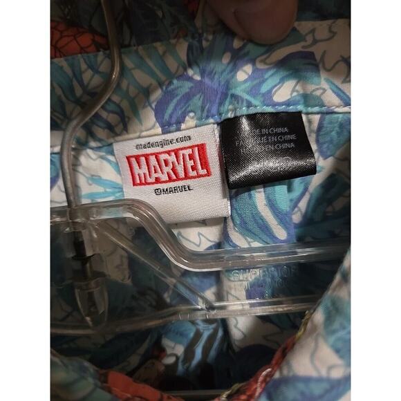 Marvel Avengers Hawaiian Print Button Up Shirt Men’s Small Short Sleeve Cotton - Picture 10 of 14